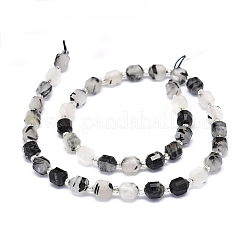 Natural Tourmalinated Quartz/Black Rutilated Quartz Beads Strands&nbsp;G-O201B-51A