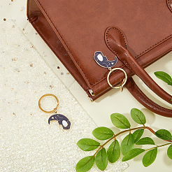 Alloy Enamel Ying Yang Cat Couples Keychain&nbsp;KEYC-WH0025-061