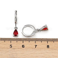 Brass Micro Pave Cubic Zirconia Teardrop Hoop Earrings&nbsp;EJEW-K309-18P-03