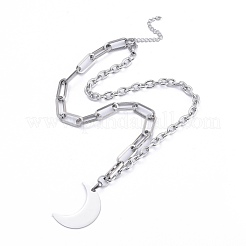 Non-Tarnish 304 Stainless Steel Paperclip Chains & Cable Chain Jewelry Sets&nbsp;SJEW-K153-09P