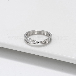 Rhodium Plated 925 Sterling Silver Criss Cross Finger Ring&nbsp;RJEW-C064-33B-P