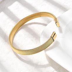 304 Stainless Steel Flat Snake Chains Cuff Bangles for Women&nbsp;BJEW-A067-06G