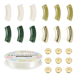 32Pcs 4 Colors Curved Tube Acrylic Beads&nbsp;DIY-TA0014-73