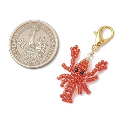 Glass Seed Beads Shrimp Pendant Decorations&nbsp;HJEW-MZ00408