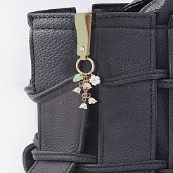 1Pc Alloy Enamel Sakura Pendant Keychain&nbsp;HJEW-LP0001-59