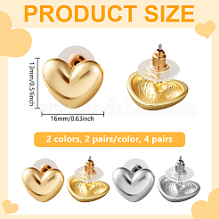4 Pairs 2 Colors Alloy Stud Earrings&nbsp;EJEW-HY0001-39