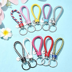 10Pcs 10 Colors PU Leather Knitting Keychains&nbsp;KEYC-YW0001-21