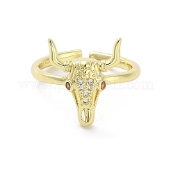 Brass Pave Cubic Zirconia Open Cuff Rings&nbsp;RJEW-M170-18G