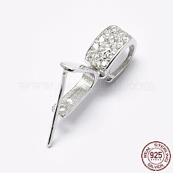Anti-Tarnish Rhodium Plated 925 Sterling Silver Micro Pave Cubic Zirconia Pendant Bails&nbsp;STER-P034-43P