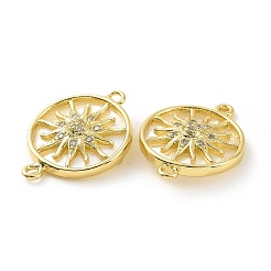 Rack Plating Brass Micro Pave Clear Cubic Zirconia Connector Charms&nbsp;KK-C008-07G