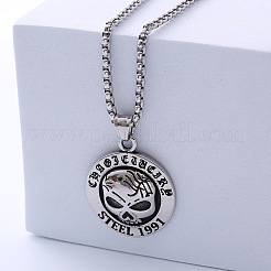 304 Stainless Steel Big Eye Skull Punk Halloween Pendant Necklaces&nbsp;JH8700