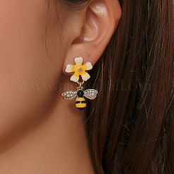 Alloy Enamel Dangle Stud Earrings&nbsp;FS-WG4CB67-01