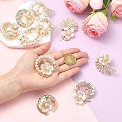 10Pcs 10 Styles Flower Alloy Rhinestone Lapel Pins&nbsp;JEWB-CJ0003-06
