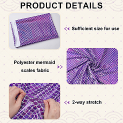 Fish Scale Pattern Polyester Fabric&nbsp;DIY-WH0504-747C