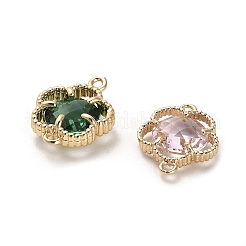 Brass Pave Glass Connector Charms&nbsp;GLAA-G111-07G