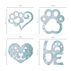 Custom Paw & Heart & Word Love Shape Waterproof PVC Laser Adhesive Stickers&nbsp;DIY-WH0256-004