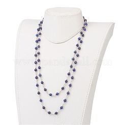Two Tiered Lapis Lazuli Beaded Necklaces&nbsp;NJEW-JN01894-02