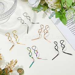 5 Pairs 5 Colors Wave Shape 304 Stainless Steel Dangle Earrings&nbsp;EJEW-HS0001-33