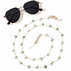 Natural Jade Chips and Alloy Link Chains Neck Strap for Eyeglasses&nbsp;AJEW-WH20070-024C