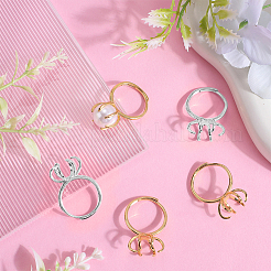 4Pcs 2 Colors Brass Adjustable Ring Findings&nbsp;KK-BBC0023-71