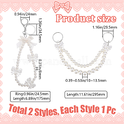 2Pcs 2 Styles ABS Plastic Pearl Pendant Decorations&nbsp;AJEW-BBC0002-34