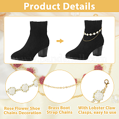 Alloy with Plastic Pearl and Brass Boot Strap Chains&nbsp;HJEW-HS00060