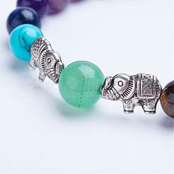 Natural Amethyst Beaded Stretch Bracelets&nbsp;BJEW-P072-H01-B