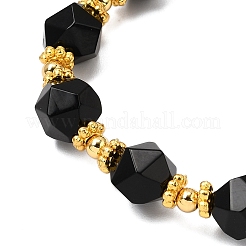 Natural Black Onyx Beaded Charm Bracelets&nbsp;BJEW-JB12058