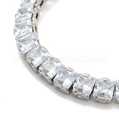 Brass Pave Clear Cubic Zirconia Square Link Bracelets&nbsp;BJEW-YWC0002-09P