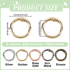 100Pcs 5 Colors Zinc Alloy Spring Gate Rings&nbsp;FIND-GO0004-54