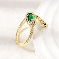 Brass Micro Pave Cubic Zirconia Cuff Open Rings&nbsp;RJEW-P186-02G