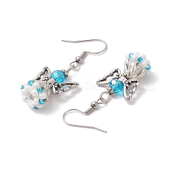 Angel Handmade Glass Seed Beads Dangle Earrings for Women&nbsp;EJEW-MZ00394-04