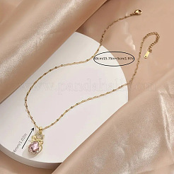 Cat Shape Brass Micro Pave Cubic Zirconia Pendant Necklaces&nbsp;FS-WG950BC-01
