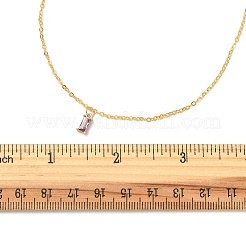 Glass Rectangle Pendant Necklace with Golden Brass Cable Chains Necklace for Women&nbsp;NJEW-FZ00011