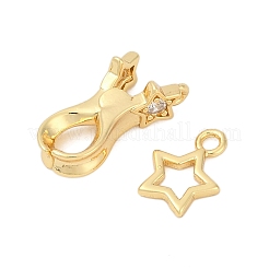 Brass Micro Pave Clear Cubic Zirconia Interlocking Clasps&nbsp;KK-U059-01G