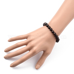 Unisex Natural Wood Beaded Stretch Bracelets&nbsp;BJEW-JB05463-02