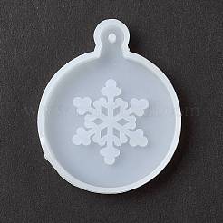 Christmas Theme DIY Flat Round with Snowflake Pendant Silicone Molds&nbsp;DIY-F114-34