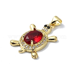 Rack Plating Real 18K Gold Plated Brass Micro Pave Cubic Zirconia Pendants&nbsp;KK-B084-06G