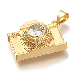 Rack Plating Brass Micro Pave Cubic Zirconia Pendants&nbsp;KK-I720-21G