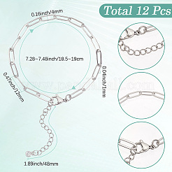 12Pcs 304 Stainless Steel Paperclip Chains Bracelets&nbsp;BJEW-SC0001-40