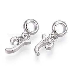 Platinum Rack Plating Alloy Rhinestone European Dangle Charms&nbsp;PALLOY-T048-36P-Y