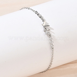 Brass Pave Clear Cubic Zirconia Link Bracelets&nbsp;KK-CBA6980-22P