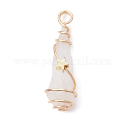 Electroplated Natural Quartz Crystal Dyed Copper Wire Wrapped Pendants&nbsp;PALLOY-JF02326-01