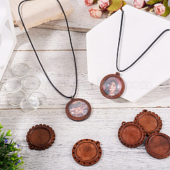 DIY Flat Round Wooden Tray Pendant Making Kits&nbsp;DIY-TA0012-31