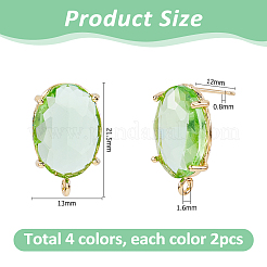 8Pcs 4 Colors Glass Stud Earring Findings&nbsp;FIND-HS0002-22