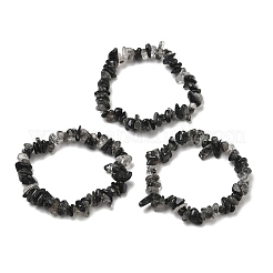 Natural Tourmalinated Quartz Chip Beaded Stretch Bracelets for Women&nbsp;BJEW-D467-01A