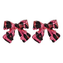 Bowknot with Leopard Print Alloy Stud Earrings&nbsp;LS-EJEW-Z112-03G