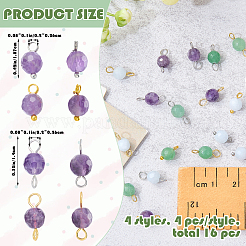 16Pcs 4 Colors Natural Amethyst Pendant and  Connector Charms Sets&nbsp;PALLOY-SW00081