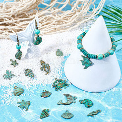 28Pcs 14 Styles Ocean Theme Tibetan Style Alloy Pendants&nbsp;FIND-SC0021-70