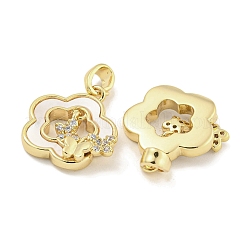Brass with Clear Cubic Zirconia with Sea Shell Pendants&nbsp;KK-Q820-12G